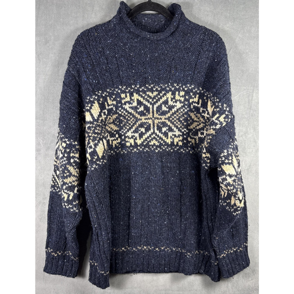 Blarney Woolen Mills Sweater Mens XL Blue‎ Chunky 100% Wool Pullover Ireland - Picture 1 of 9